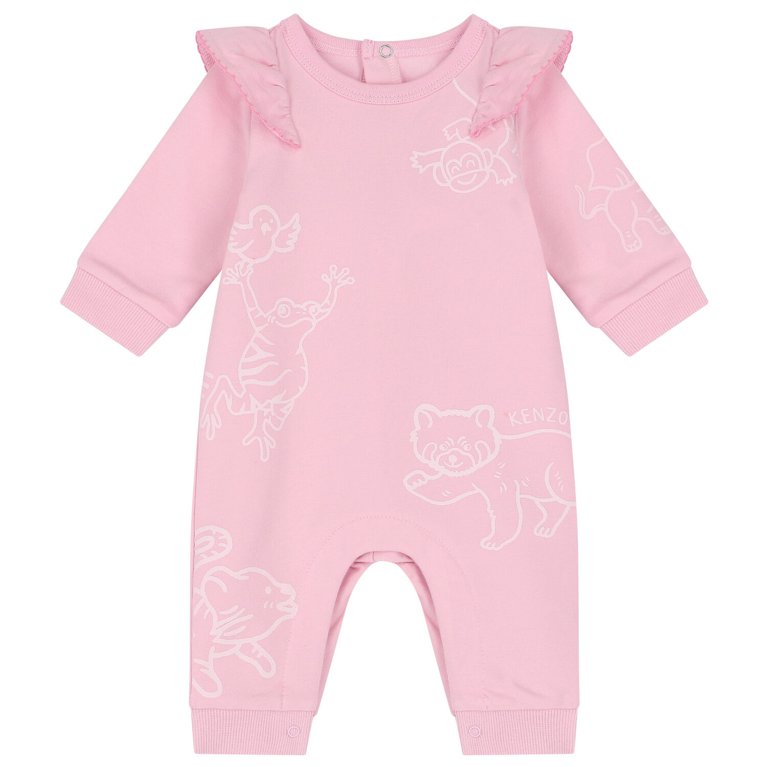Baby Girls Pink Logo Romper, 1, hi-res
